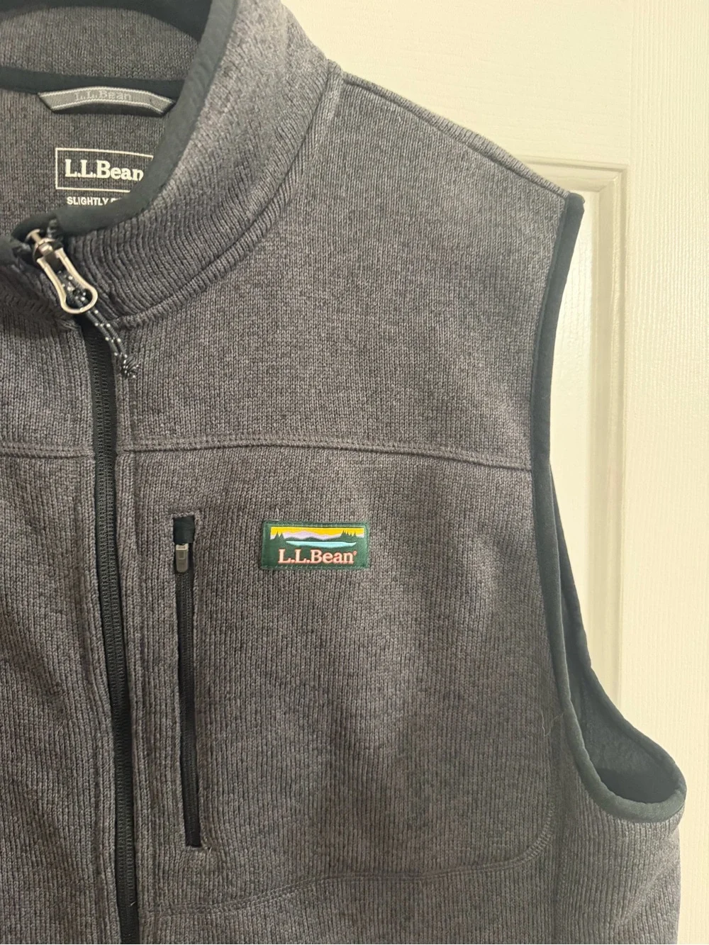 L.L.Bean Men’s Gray Fleece Vest Slightly Fitted Full Zip Outdoor Hiking Large